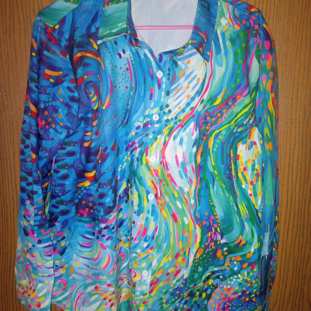 Vibrant Multicolor Button-Down Shirt - Women's
